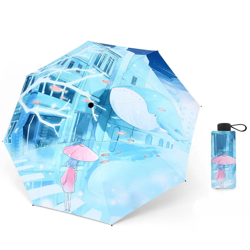 YADA Pocket Underwater World Mini Umbrellas Parasol Folding Male Umbrella Rain For Womens UV Windproof Foldable Umbrella YS657