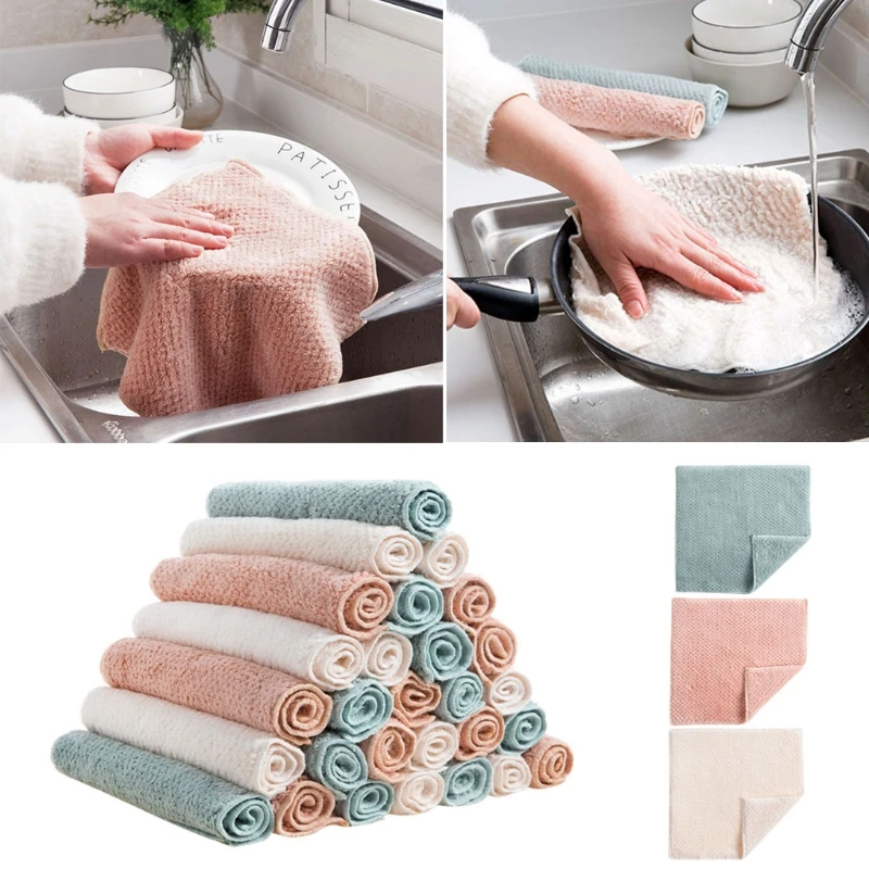 1Pc Microfiber Dishcloth Square Kitchen Washing Cleaning Towel Dish