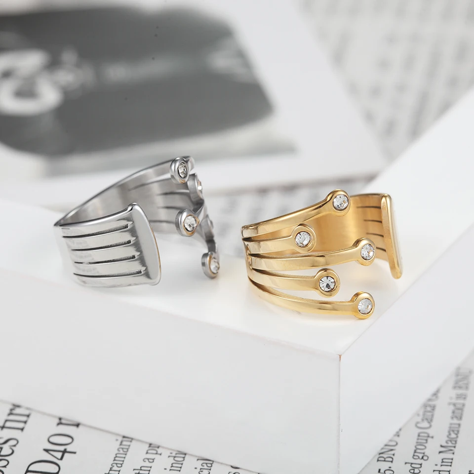 BAOLAISI кольца из нержавеющей стали для женщин классический стиль кольцо кубический золотистый, циркониевый ювелирные изделия подарок для свадебной вечеринки