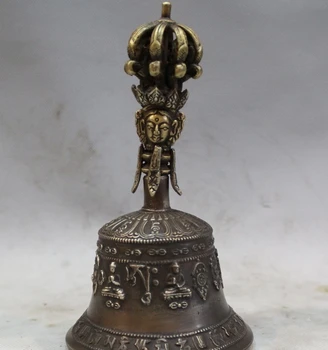 

Old Tibet Dynasty Palace Bronze Buddha Dorje Vajra Bell & Holder Box small bell