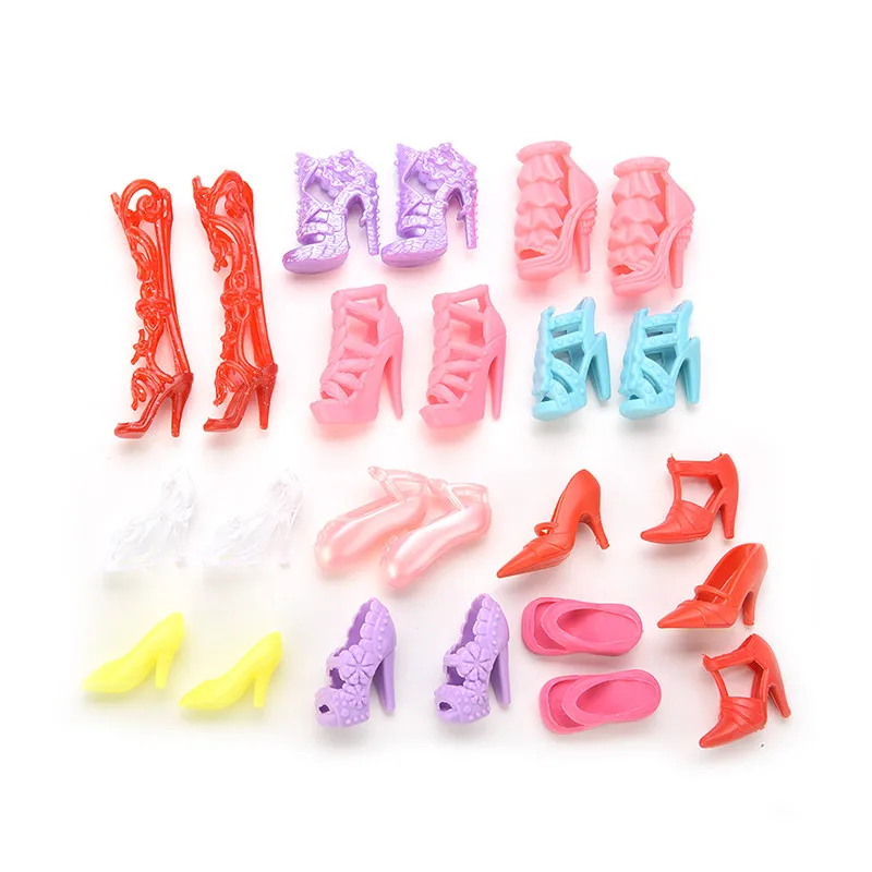 2/10/, 12 пар носочков на Цвет случайным образом фиксированный стильные туфли повязка с бантом; босоножки на высоком каблуке для мягкого плюша; аксессуары для куклы игрушка