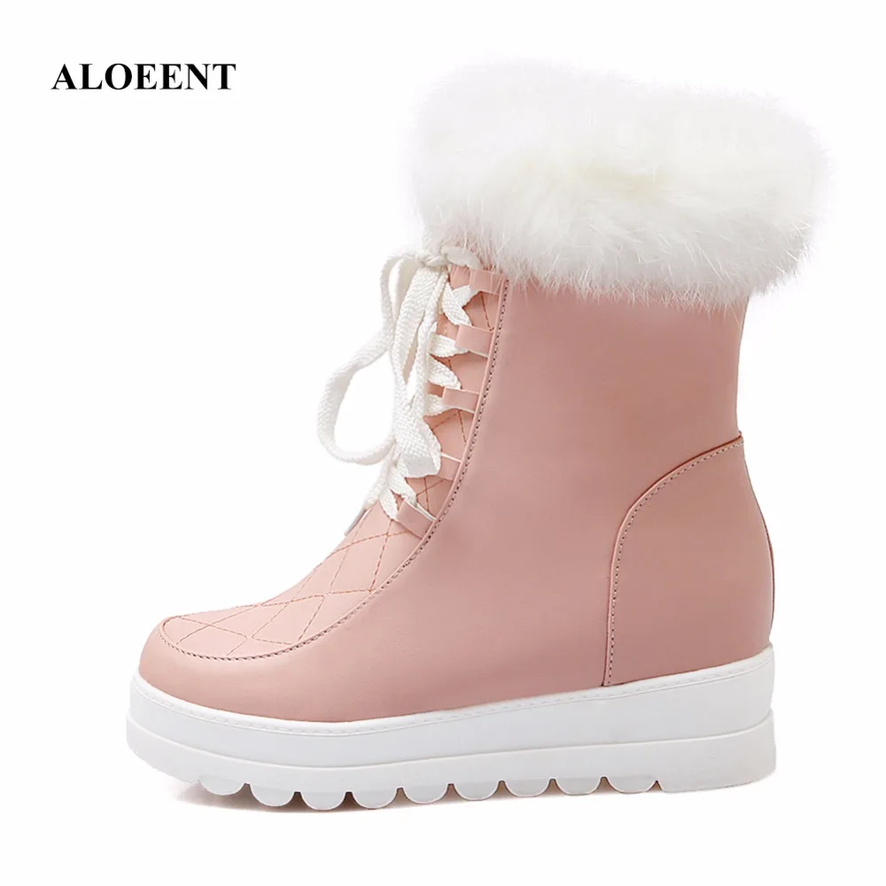 

Winter High Women Snow Boots plush Warm Lady shoe Plus size 35 to 42 easy wear zipper up girl warm boot
