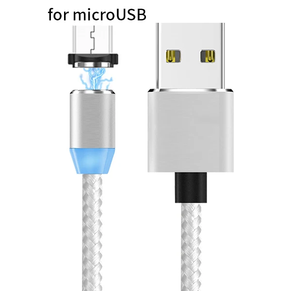 Sovawin 1 м Магнитный Micro USB кабель зарядное устройство для мобильного телефона 2A type c Android Быстрая зарядка для Iphone 7 6s для samsung для Xiaomi - Цвет: Silver for Android