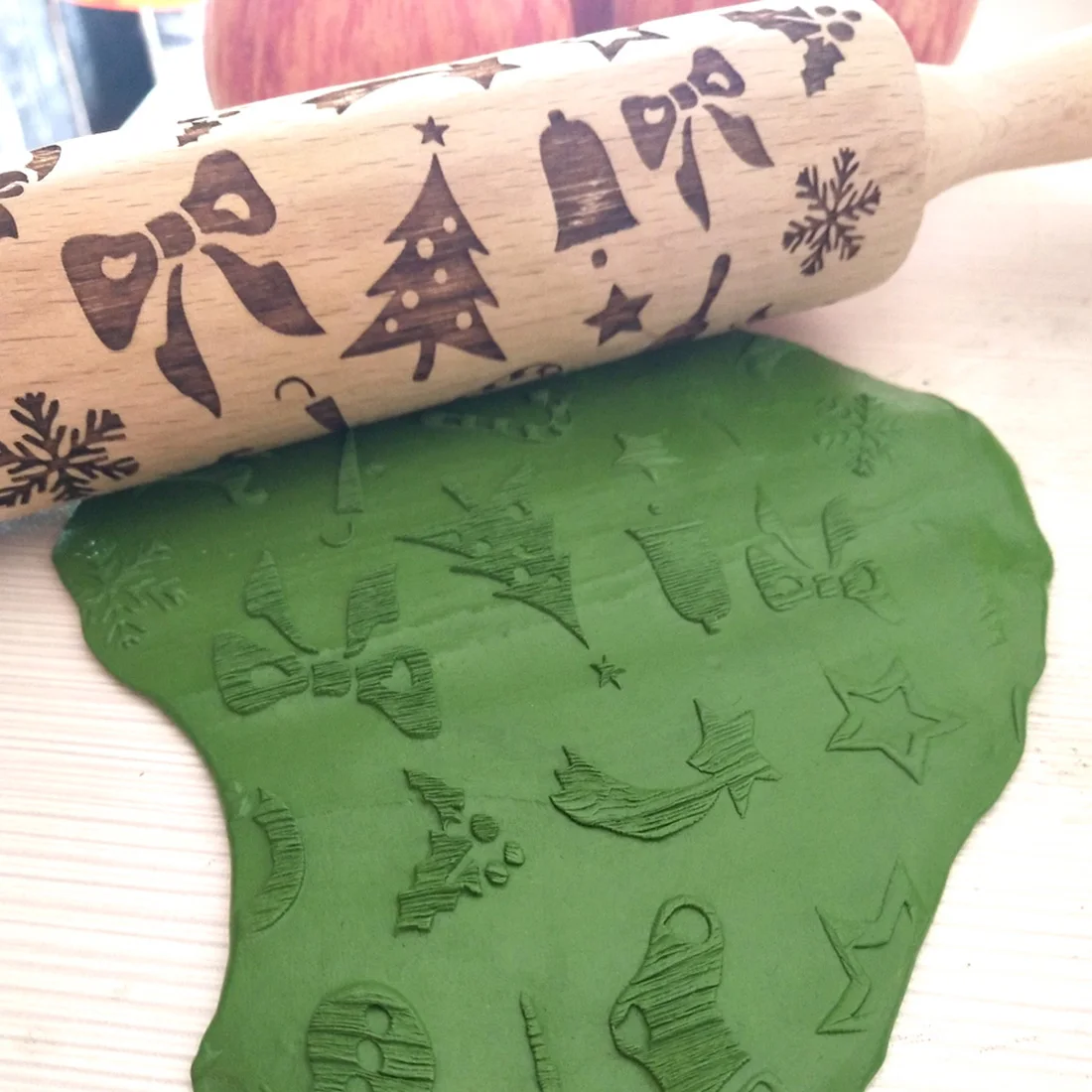 Рождественский олень деревянная Скалка тиснение выпечки печенье, фондан, пирог тесто узорчатый ролик Снежинка