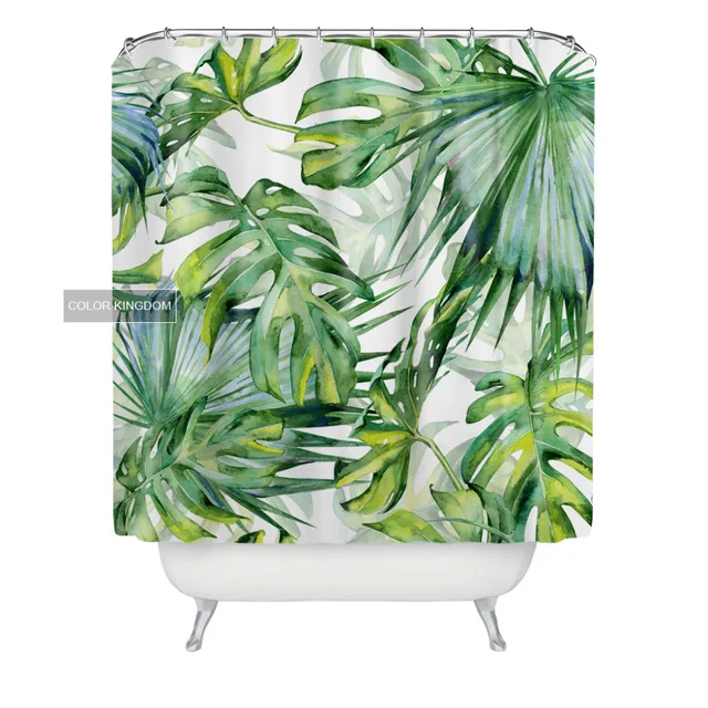 Sweetenlife GreenTropical Piante Da Bagno Tessuto Della Tenda ... Sweetenlife GreenTropical Piante Da Bagno Tessuto Della Tenda ...