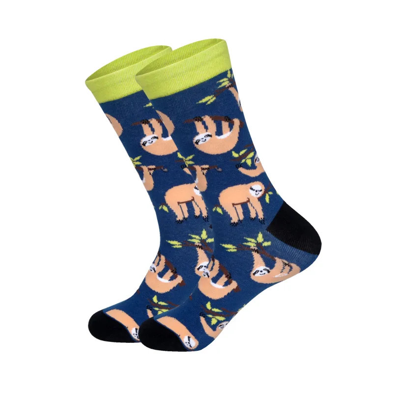 Внизу дышащие мужские носки 21 цвет чёсаный сплошной уличный стиль Пингвин улыбающийся банан оригинальность узор Crew Happy Socks - Цвет: Monkey