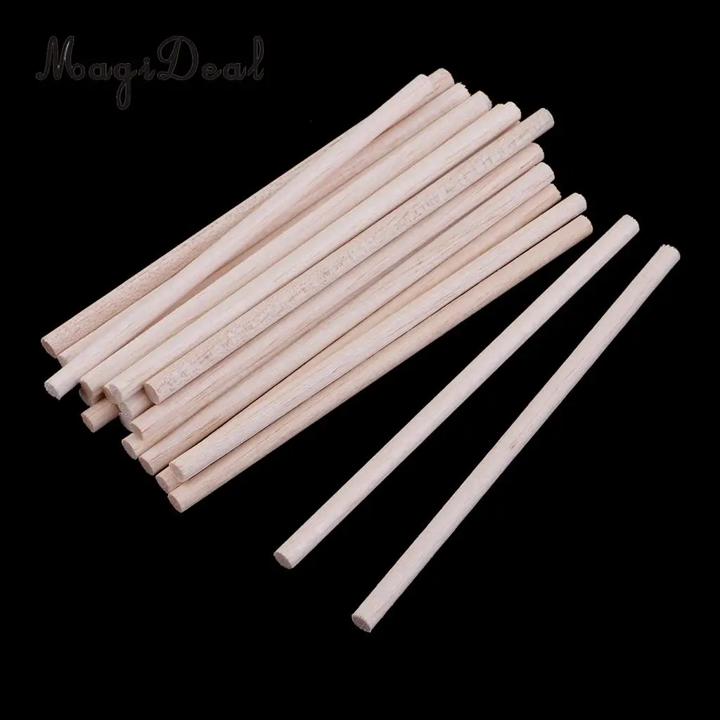10/20/50pcs Balsa Wood Stick Unfinished Woodcraft Round Wooden Stick Dowel Rod for Model Woodworking Craft Materials 