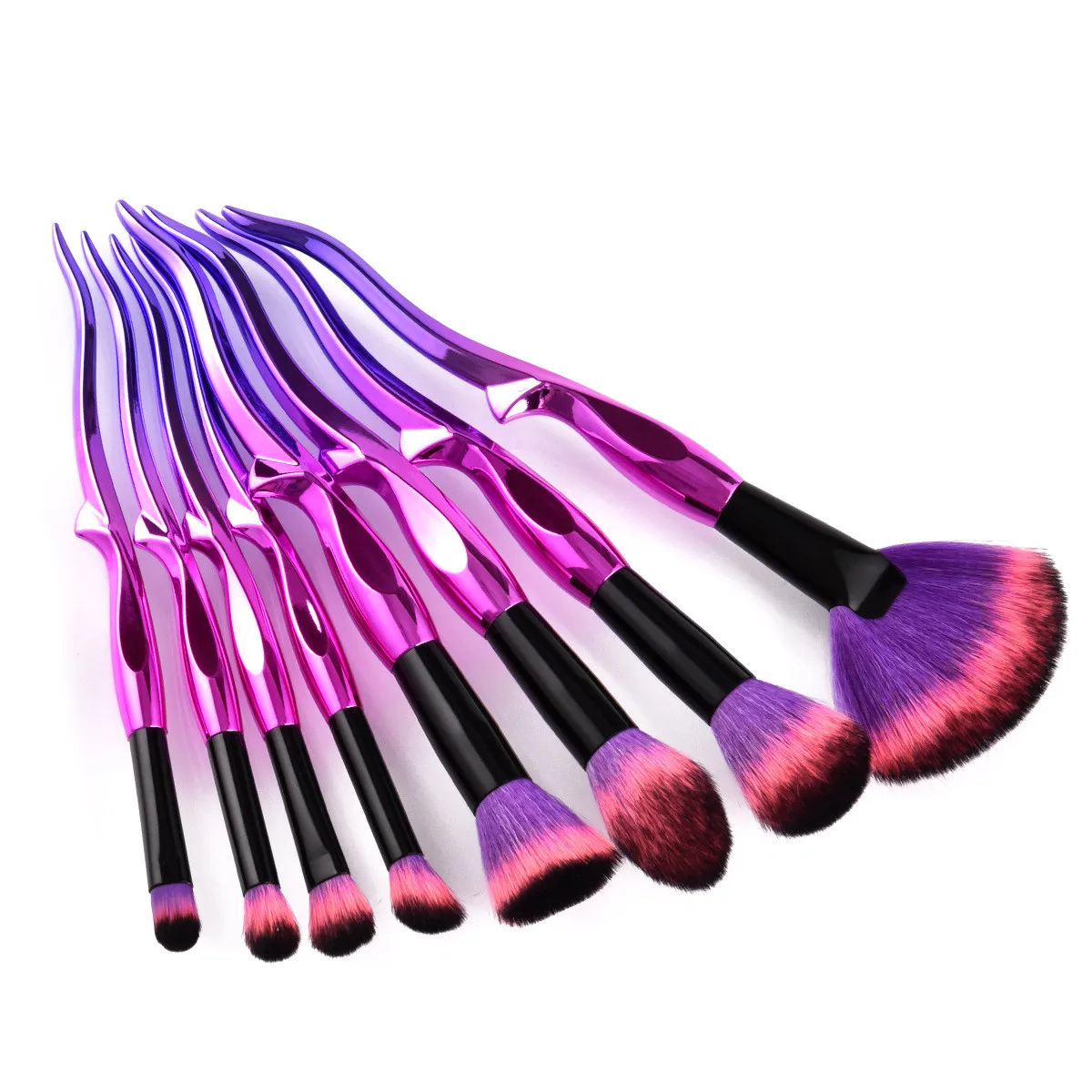 

Purple Red Makeup Brushes Set Fork Design Foundation Powder Eyeshadow Make Up Fan Brush Eyes Contour Blending Cosmetic Tools New