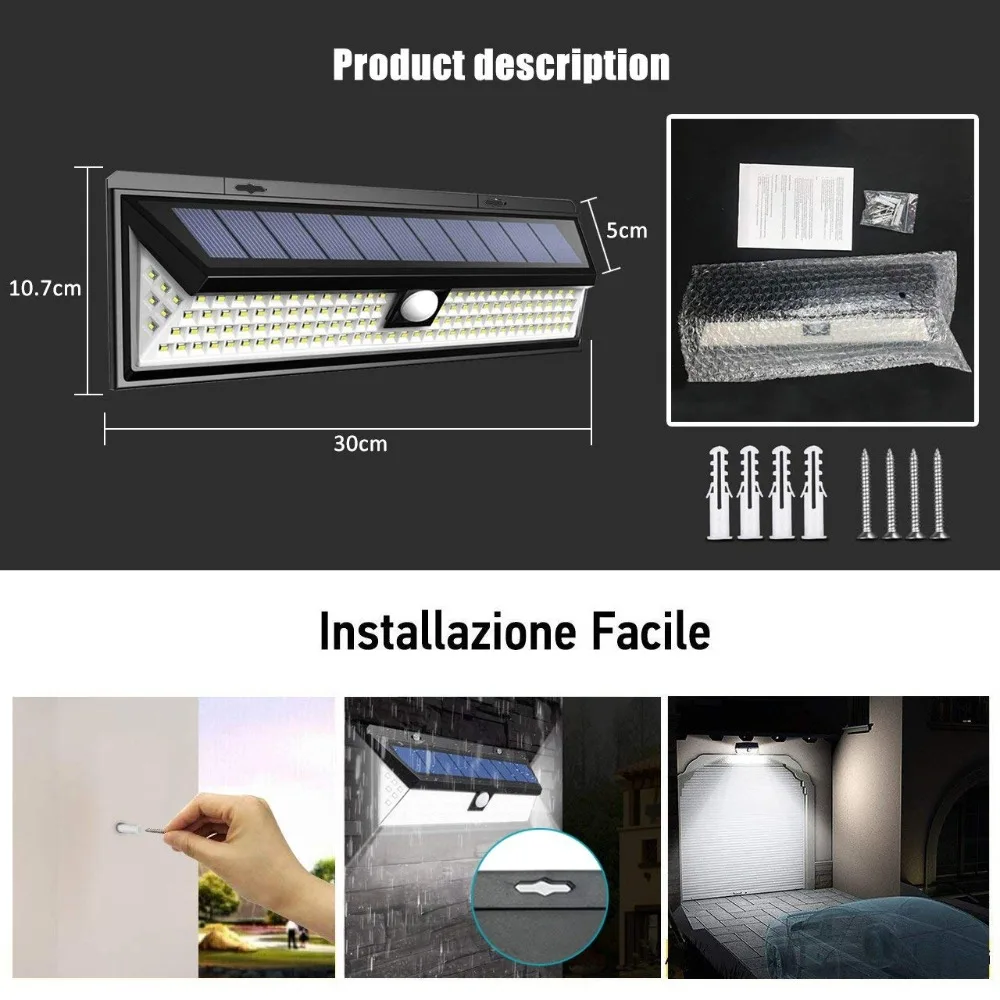 Baratos 118LED 1000LM SMD lámpara Solar impermeable iluminación al aire libre jardín luces patio PIR Sensor de movimiento emergencia lámpara Solar led de pared