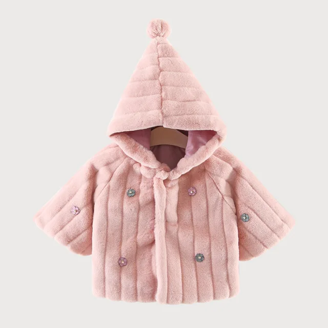 Новое поступление года; детская куртка для девочек и мальчиков; теплое плотное флисовое пальто на молнии с капюшоном; Верхняя одежда с длинными рукавами; детские зимние куртки - Цвет: Pink