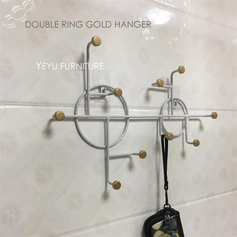 Double White Gold Современный простой дизайн Лофт металлическая настенная вешалка для пальто, современная настенная шляпа вешалки для пальто, модный известный дизайнер красивая вешалка - Цвет: Double White Gold