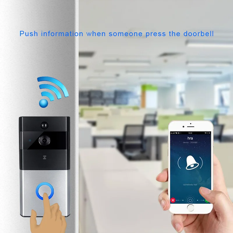 WIFI Doorbell Intercom Wireless Video Door Phone 720P Door Bell Camera Battery Power Two Way Audio PIR Alarm Smart Door Intercom