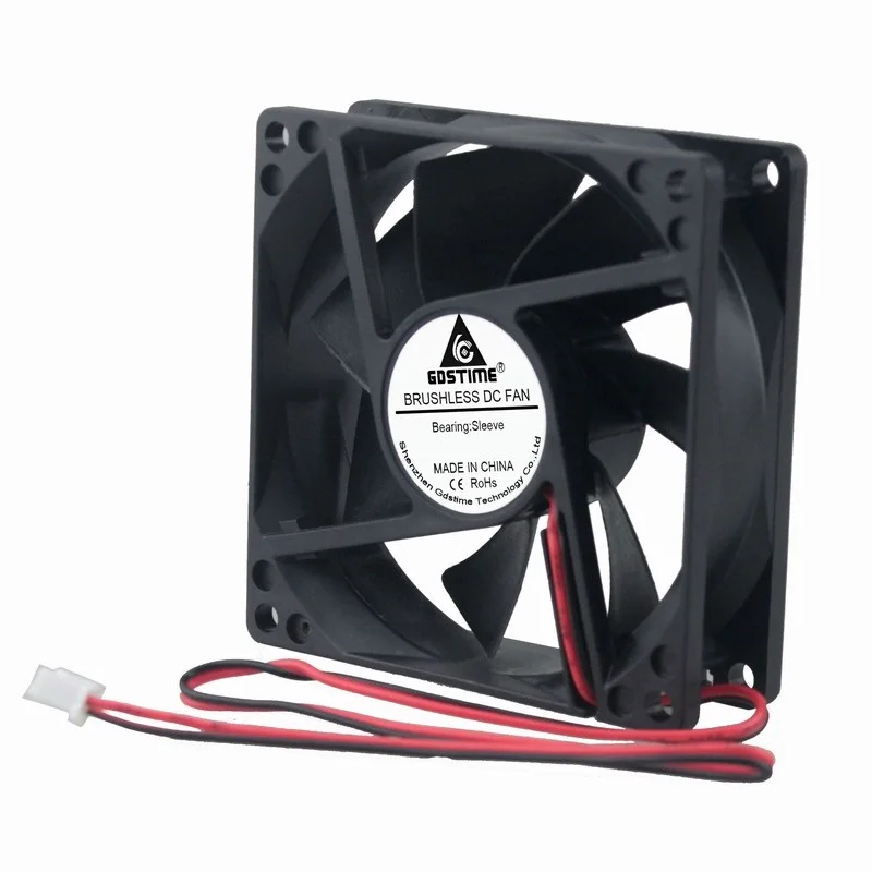 

Gdstime 5 Pcs 8025 2Pin 80x80x25mm Computer Case Motor Cooler Fan 12V 8cm DC Brushless PC Cooling Fan 80mm x 25mm 12 Volts