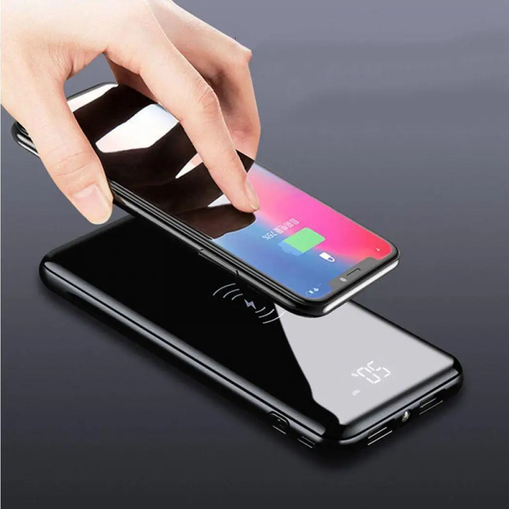 

Durable Practical Dual USB Ports Wireless Charging Power 2A Bank With LED Micro 5V/1A 6mm powerbank Flashlight