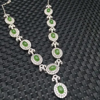 

Natural green jasper Necklace natural jade Pendant Necklace S925 silver trendy Luxury Elegant mushrooms women party fine Jewelry