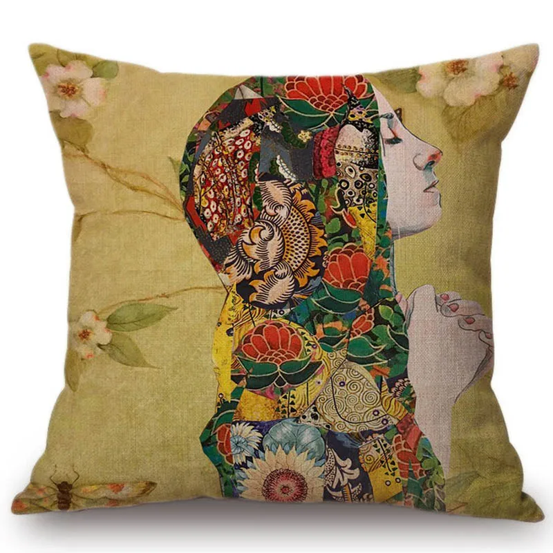 Klimt Mucha стиль Nouveau искусство модный диван стул декоративная подушка чехол девушка