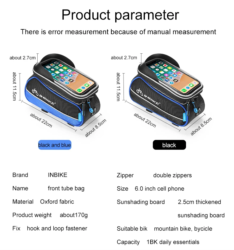 INBIKE, велосипедная сумка, 6 дюймов, рамка, передняя головка, верхняя труба, сотовый телефон, MTB, велосипедная сумка, сенсорный экран, сумка для езды, Аксессуары для велосипеда