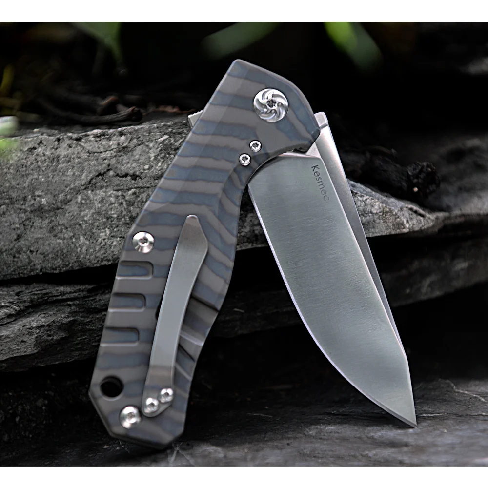 Kizer bushcraft knife survival Ki4461A1 CPM-S35VN Blade Material 6AL4V Titanium handle high quality out door pocket knife tool