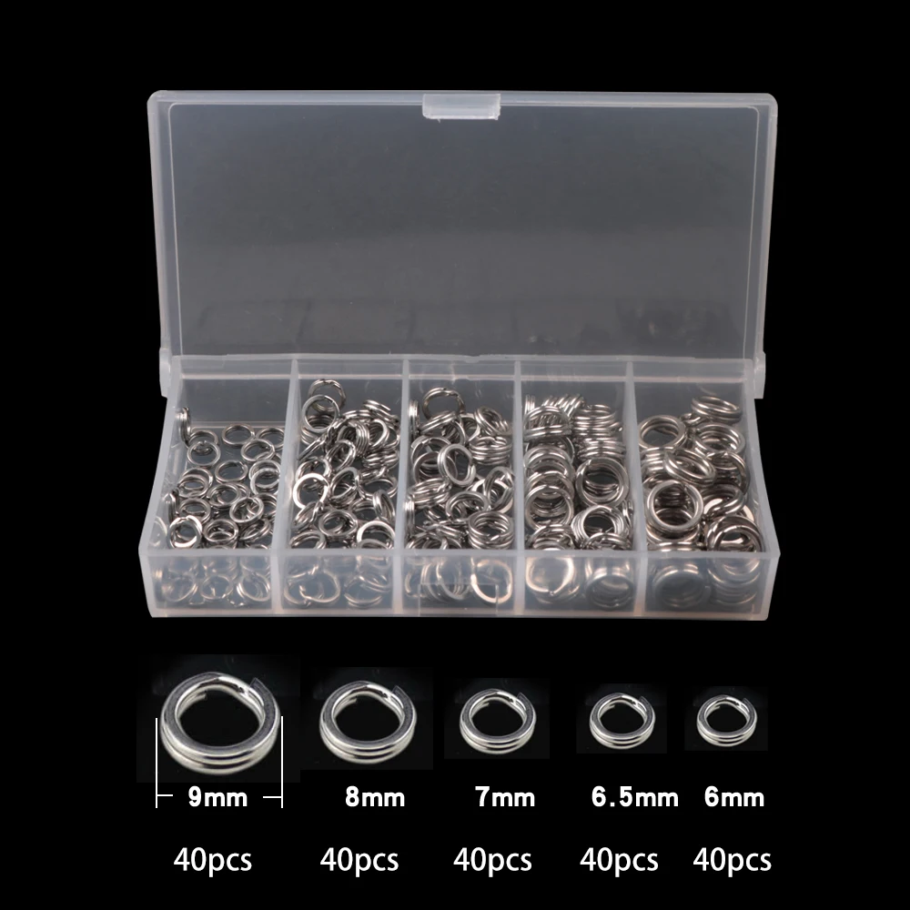 9 * 15mm OKBY Anillos divididos ovales Anillos divididos de Pesca 100 Piezas Anillos divididos ovales de Acero Inoxidable Conector Giratorio de Aparejos de Pesca de Carpa