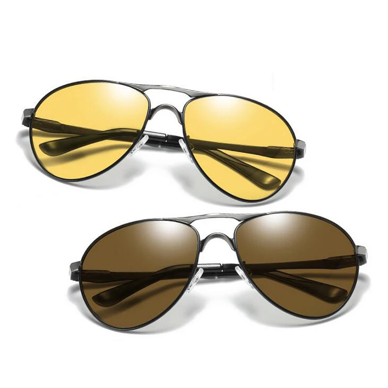 Фотохромные солнцезащитные очки с кошачьими глазами, Мужские поляризационные солнцезащитные очки в стиле ретро, авиационные очки ночного видения для мужчин, очки-хамелеон