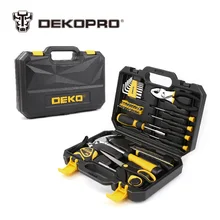 DEKOPRO 40pcs Hand Tool Set General Household Hand Tool Kit with Plastic Toolbox Storage Case Hammer Plier Screwdriver Knife