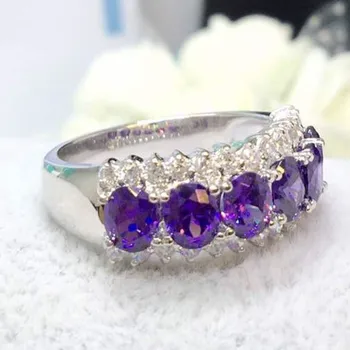 

Fulfilling Anniversary Rings 0.5*6 Carat Synthetic Diamant Ring 925 Sterling Silver Wedding Ring Luxury White Gold Color