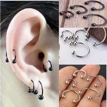 JUNLOWPY ушной хрящ трагус серьги спираль из нержавеющей стали обруч "Подкова" кольца брови пирсинг для носовой перегородки 6-14 мм для мужчин и женщин