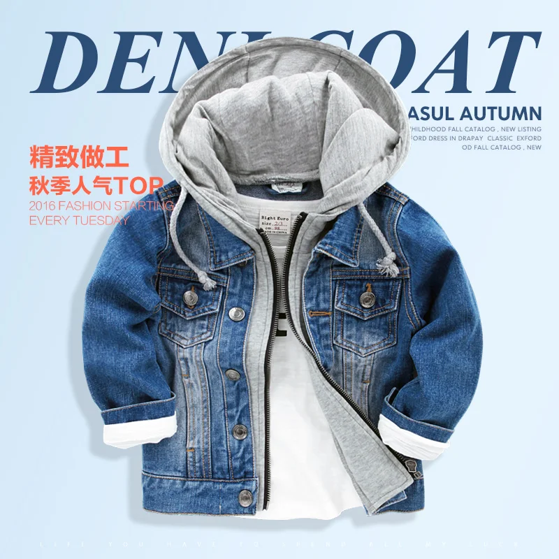 The boy cut denim jacket 2016 new autumn spring and autumn Korean children baby jeans jacket