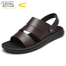 Camel Active Модный Топ качество Мужские сандалии Разделение кожа Летняя Пляжная повседневная обувь Для мужчин ручной работы дышащие Рыбак Обувь