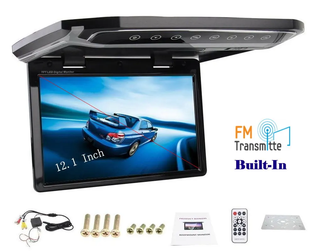 12,1 дюймовый Автомобильный откидной дисплей/монитор на крыше/верхний потолок TFT светодиодный экран/1080 P HD цветной цифровой ТВ MP5 плеер