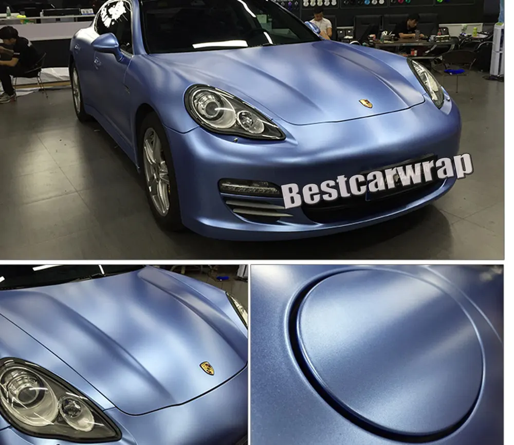 frosty blue satin frozen metallic vinyl car wrapping film  (1)
