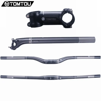 

TOMTOU Cycling Mountain Bike Handlebar + Stem Setback Seatpost 25 Degrees Matte Black MTB Handlebars Sets Bicycle Parts - TX8T16