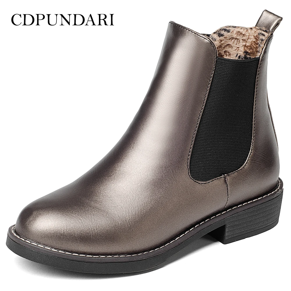 

CDPUNDARI Round Toe Low heels Platform Ankle boots for women Chelsea Boots boots Ladies Winter shoes woman