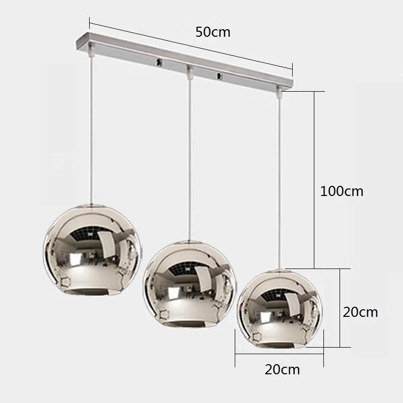 3X кухонное подвесное освещение из серебряного стекла Современные подвесные светильники осветительные приборы домашний бар отель подвесной потолочный светильник