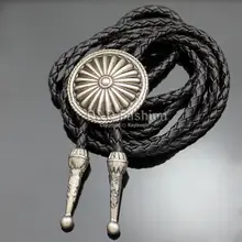 Совершенно новое винтажное серебряное Ковбойское купольное кожаное западное Родео Боло галстук специальный