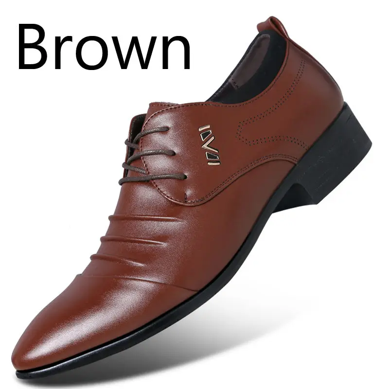 BIMUDUIYU; брендовая мужская официальная обувь из искусственной кожи; модельные туфли; модные деловые туфли; свадебные туфли оксфорды - Цвет: Brown