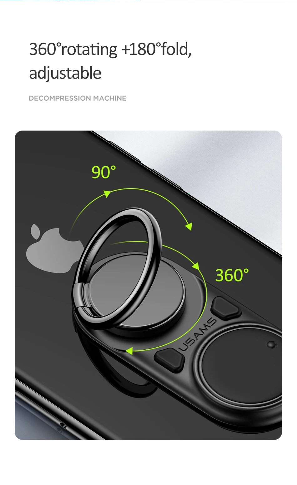 USAMS забавное декомпрессионное кольцо-держатель на палец, Магнитная подставка, металлический вращающийся на 360 градусов Кронштейн для мобильного телефона для huawei iPhone X XS samsung