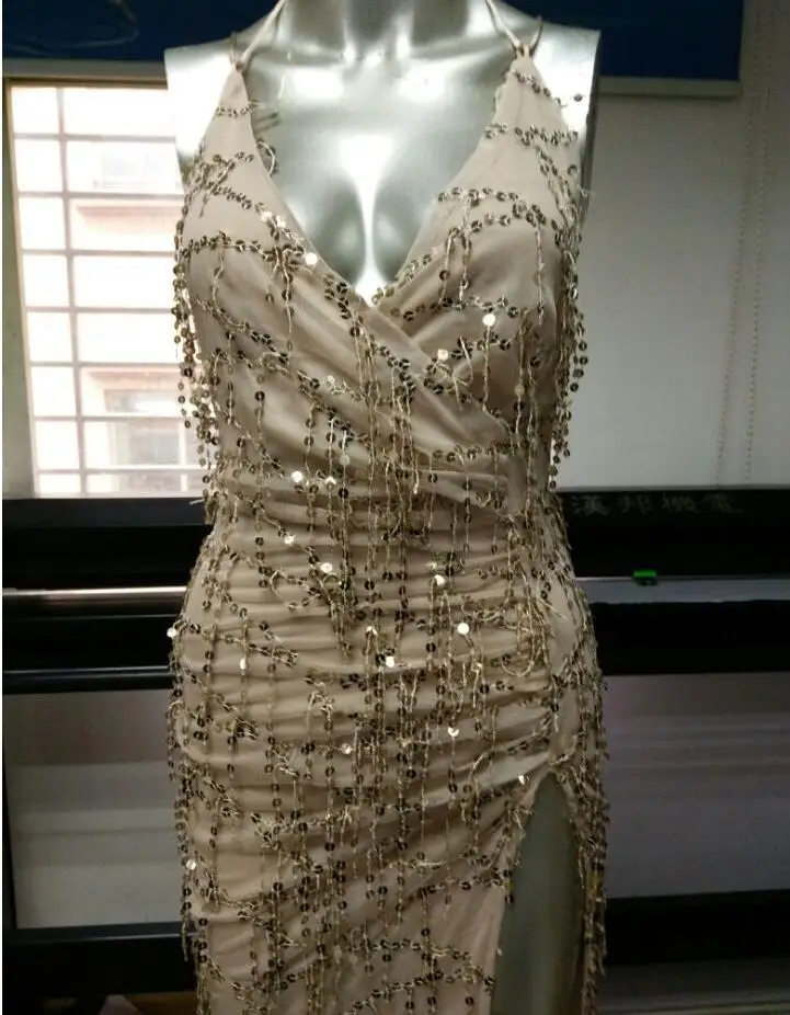 Женское платье с золотыми блестками JOYINPARTY длинное вечернее макси 2017|dress gold