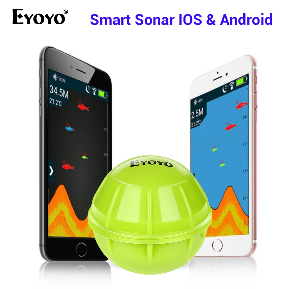

Eyoyo E1 Smart Fish Finder Sonar Echo Sounder Sea Lake Fishing Detect for iOS Android App Fishfinder Wireless Sonar Fish Finder