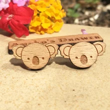 Австралийские милые серьги Коала с лазерной гравировкой в виде животного, деревянные серьги-гвоздики в виде медведя, 10 пар