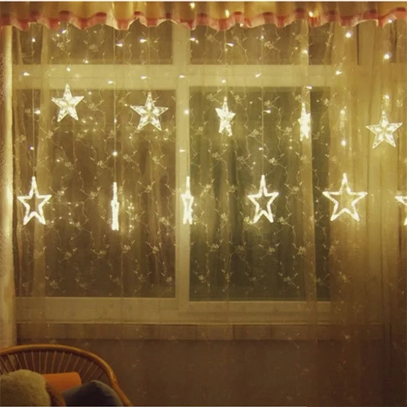 4 Meter 96 LED 18P Five-Pointed Star String Curtain Lights Xmas Wedding Decor 