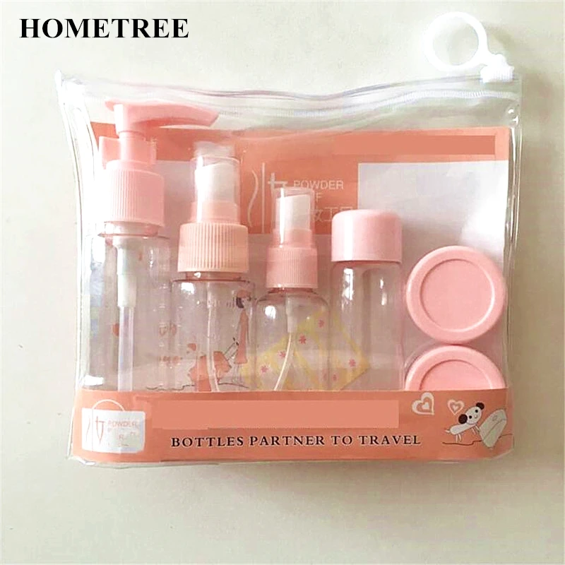 

HOMETREE 7Pcs/Set Portable Travel Bottles Cosmetic Packaging Empty Pressure Spray Bottle Travel Transparent Plastic Perfume H571