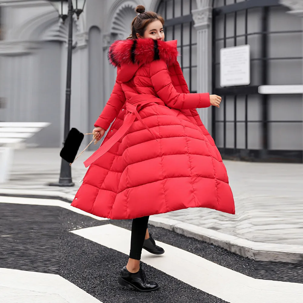 FREE OSTRICH Clothes coat Women Outerwear Fur Hooded Coat Long Cotton-padded Jackets Pocket Coats and Jacket women coat Winter