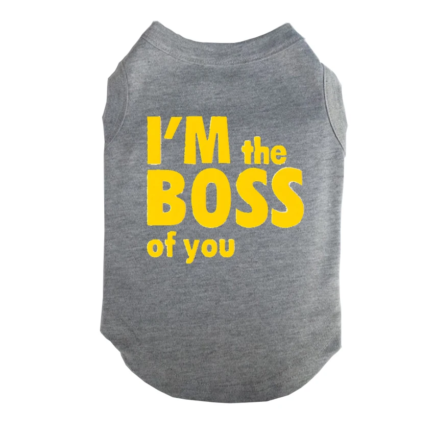 Футболки с принтом «I am the boss of you» для щенков, футболки, летняя одежда, футболки для маленьких и средних и больших размеров