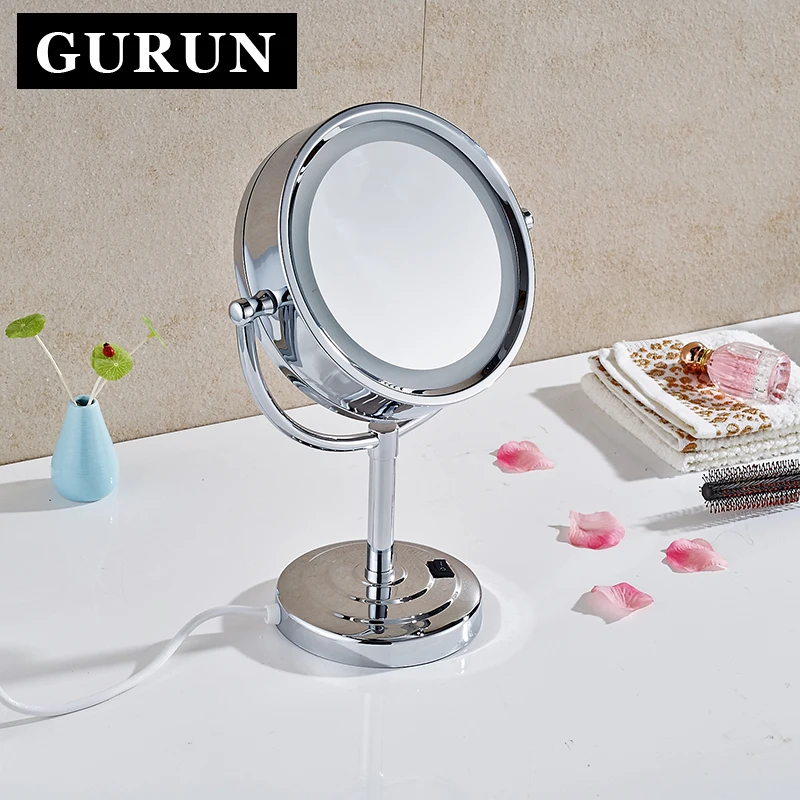 Gurun LED Makeup Mirror 8.5 Inch 10X magnifying Cosmetic Mirror Double Sides makeup mirror with