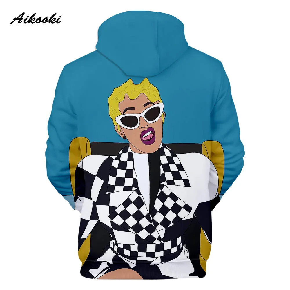 Aikooki Cardi B/толстовки для мальчиков и девочек, модная толстовка с капюшоном, Весенняя толстовка, Rapper Cardi B Polluvers, белое дизайнерское пальто со звездами