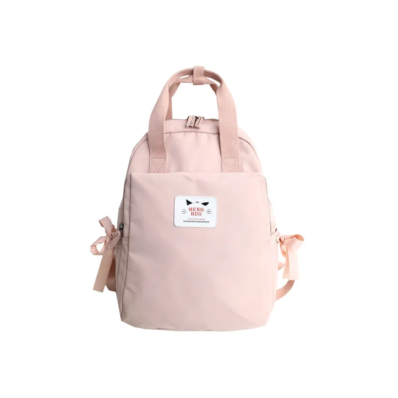 Повседневный милый женский рюкзак с маленьким розовым бантом, рюкзаки для девочек-подростков, школьная сумка, Mochilas Feminina, рюкзак Mochilas Mujer - Цвет: Розовый