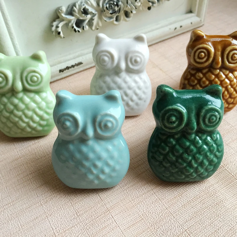 Owl Shape Ceramic Knobs, Drawer Pulls & Handles Children's Decor Furniture Knob Bathroom