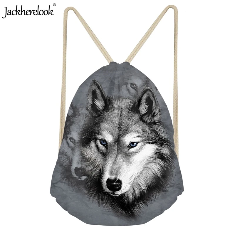 Jackhereook модные спортивные мужские Подростковые Сумки на шнурке с принтом Wolfs для хранения бега мягкие легкие складные сумки