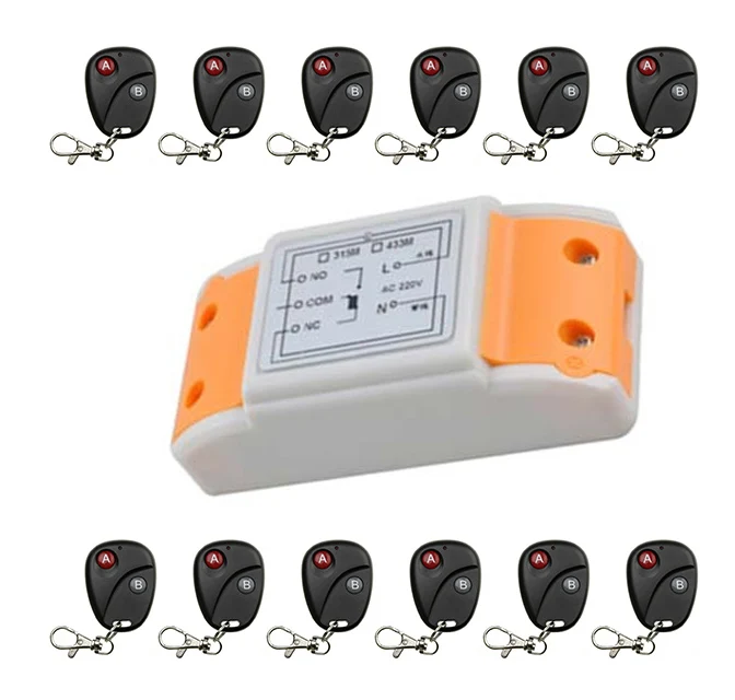 

Universal Wireless Remote Control Switch AC220 1ch relay Receiver Module RF Remote 315MHz/433MHZ Transmitter with Two-button